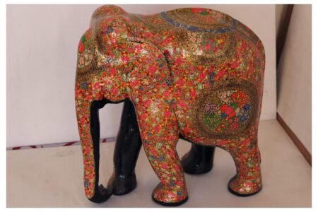 Hand-Carved
Painted Elephant Sculpture - Wooden Elephant Statue Artwork for Sale