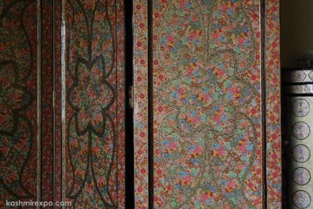 Artwork
for living room-Elegant Wooden Room Divider with Intricate Paper Mache Floral
Designs