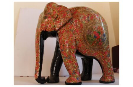 Hand-Carved
Painted Elephant Sculpture - Wooden Elephant Statue Artwork for Sale