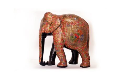 Hand-Carved
Painted Elephant Sculpture - Wooden Elephant Statue Artwork for Sale