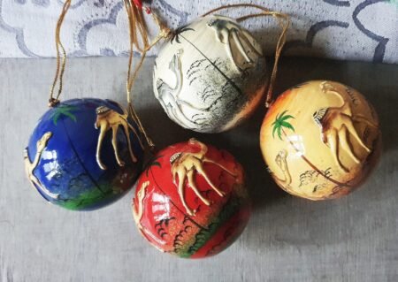 Christmas
Gift Paper Mache Hanging Balls Decor - Embossed Desert Art Theme