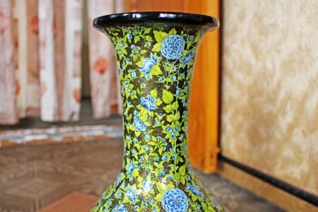 Gold
vase fall room decor gift for bride wedding hand painted with real gold
colors in Kashmir-