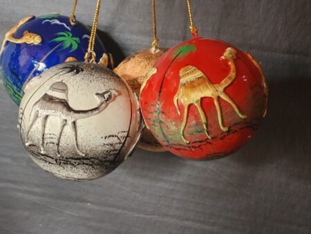 Christmas
Gift Paper Mache Hanging Balls Decor - Embossed Desert Art Theme