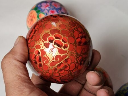 Christmas
ornaments hanging decor balls paper mache art (set of 4)