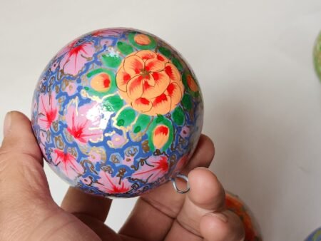 Christmas
ornaments hanging decor balls paper mache art (set of 4)