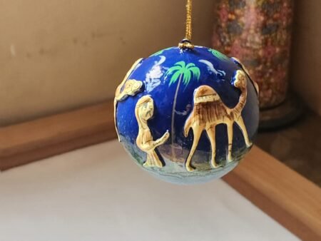 Christmas
Gift Paper Mache Hanging Balls Decor - Embossed Desert Art Theme