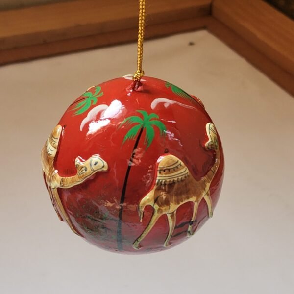 Christmas Gift Paper Mache Hanging Balls Decor – Embossed Desert Art Theme