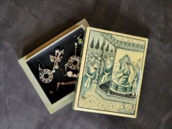 Mughal hand painted small jewelry box art personalized gifts wooden with lid made with paper mache folk art