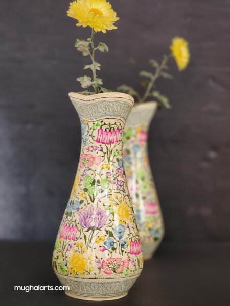 Flower
vase pair handcrafted brass and paper mache lacquered-