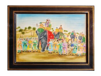 Kashmiri paper mache: Handmade Mughal Arts Elephant Infantry Wall Art, Perfect for Home and Office Décor