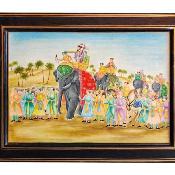 Kashmiri paper mache: Handmade Mughal Arts Elephant Infantry Wall Art, Perfect for Home and Office Décor