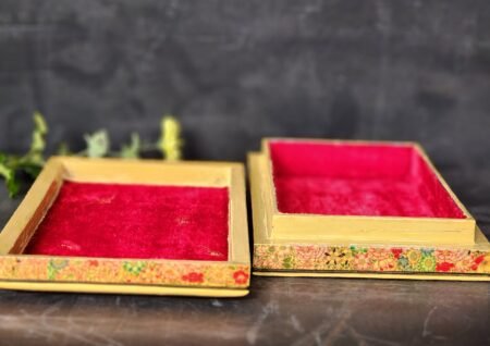 Gold
painted custom ring boxes for women, jewelry storage anniversary gift
handmade from Kashmir papier mache-