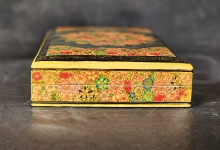 Gold
painted custom ring boxes for women, jewelry storage anniversary gift
handmade from Kashmir papier mache-