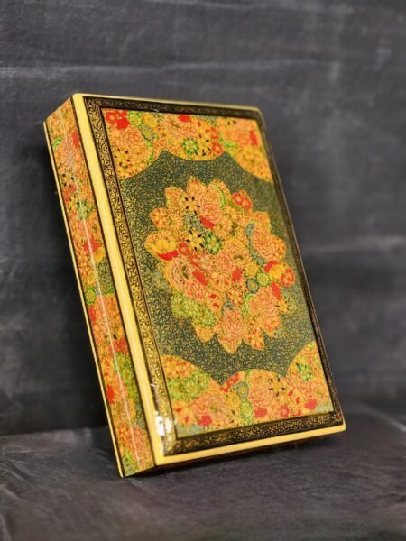 Gold
painted custom ring boxes for women, jewelry storage anniversary gift
handmade from Kashmir papier mache-