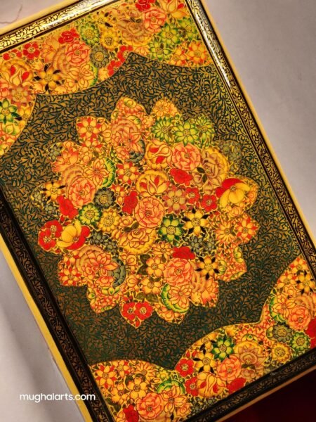 Gold
painted custom ring boxes for women, jewelry storage anniversary gift
handmade from Kashmir papier mache-