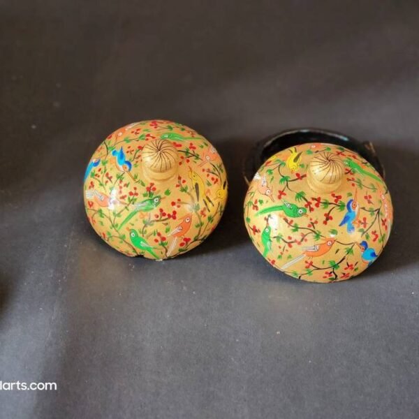 Hand painted small ring box (sold as a pair)-3 inches-Paper mache laquered-