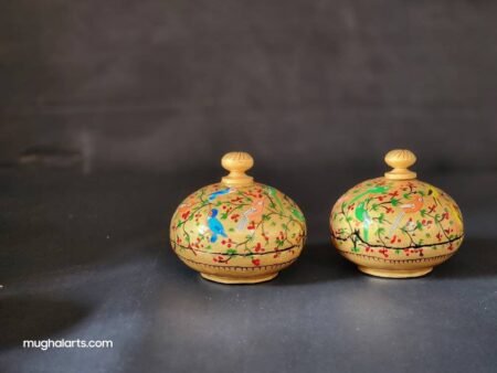 Hand
painted small ring box (sold as a pair)-3 inches-Paper mache laquered-