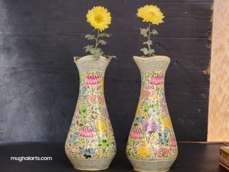 Flower
vase pair handcrafted brass and paper mache lacquered-