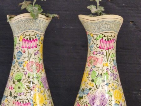 Flower
vase pair handcrafted brass and paper mache lacquered-