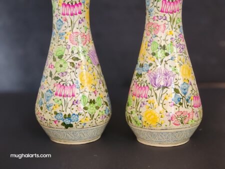 Flower
vase pair handcrafted brass and paper mache lacquered-