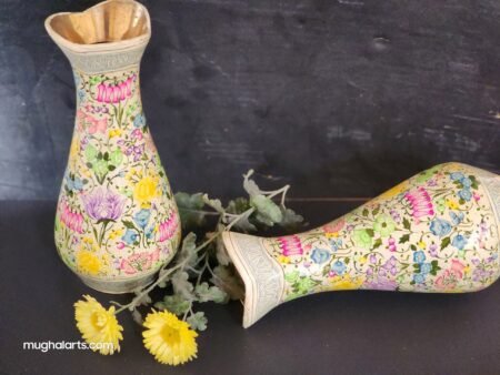 Flower
vase pair handcrafted brass and paper mache lacquered-