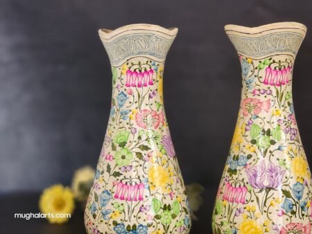 Flower
vase pair handcrafted brass and paper mache lacquered-