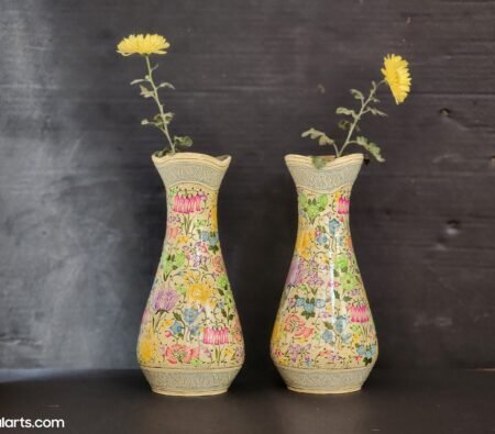 Flower
vase pair handcrafted brass and paper mache lacquered-