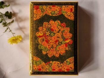 Gold painted custom ring boxes for women, jewelry storage anniversary gift handmade from Kashmir papier mache-