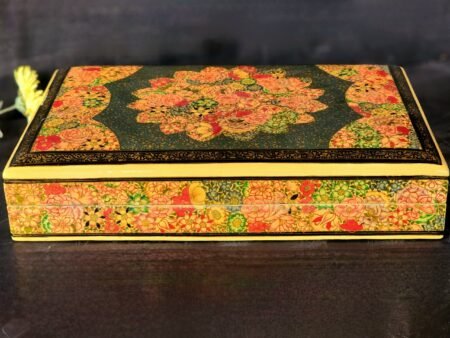 Gold
painted custom ring boxes for women, jewelry storage anniversary gift
handmade from Kashmir papier mache-