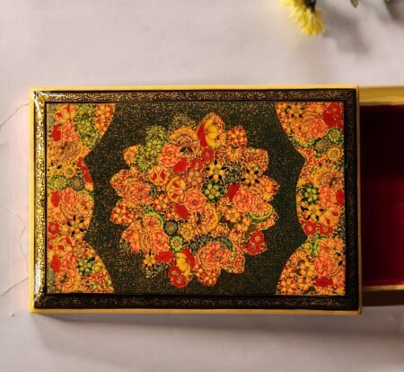 Gold
painted custom ring boxes for women, jewelry storage anniversary gift
handmade from Kashmir papier mache-