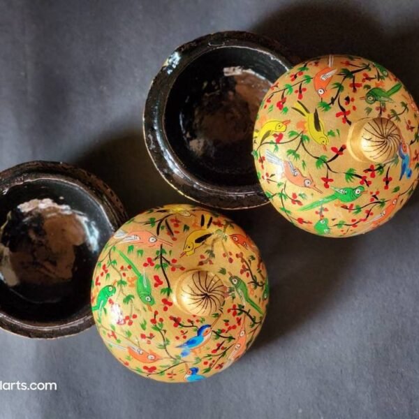 Hand painted small ring box (sold as a pair)-3 inches-Paper mache laquered-