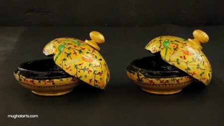 Hand
painted small ring box (sold as a pair)-3 inches-Paper mache laquered-