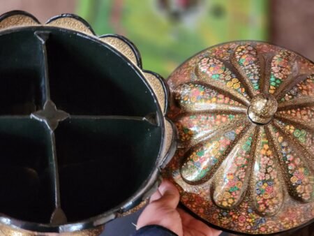 Rotating
bowl Handmade in Kashmir, Paper mache home decor-