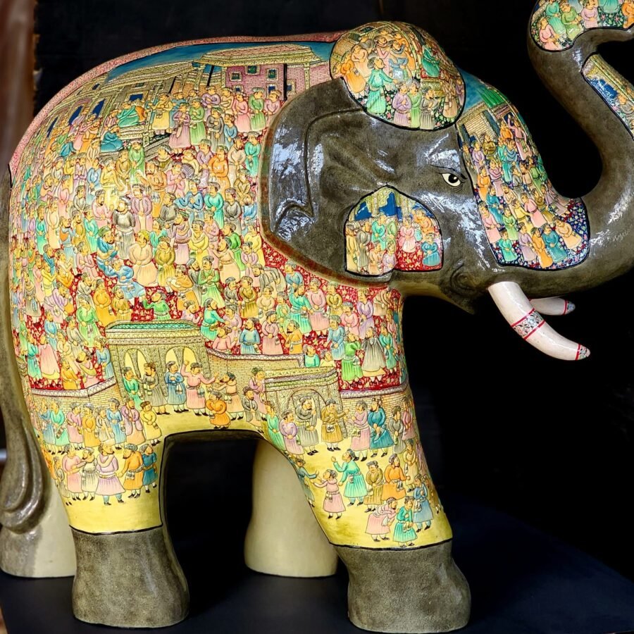 Majestic
Mughal Elephant Sculpture – Paper mache decor ( sold as a pair )
