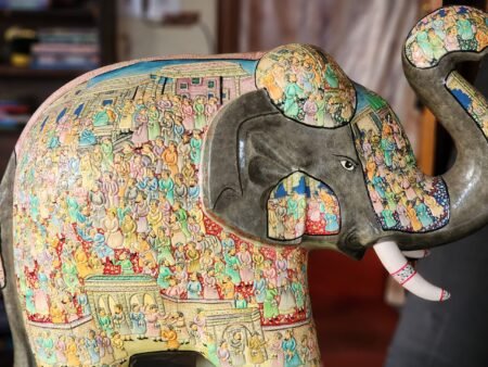 Majestic
Mughal Elephant Sculpture – Paper mache decor ( sold as a pair )