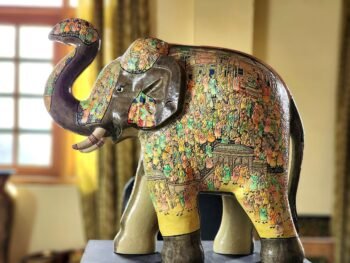 Majestic Mughal Elephant Sculpture – Paper mache decor ( sold as a pair )