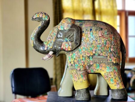 Majestic
Mughal Elephant Sculpture – Paper mache decor ( sold as a pair )