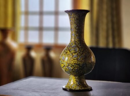Gold
vase fall room decor gift for bride wedding hand painted with real gold
colors in Kashmir-