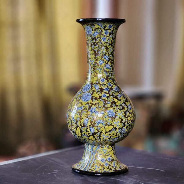Gold vase fall room decor gift for bride wedding hand painted with real gold colors in Kashmir-
