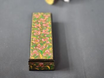 Handmade bracelet jewelry box with floral painting paper mache