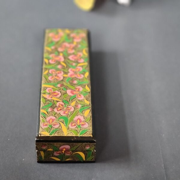 Handmade bracelet jewelry box with floral painting paper mache