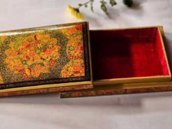 Gold painted custom ring boxes for women, jewelry storage anniversary gift handmade from Kashmir papier mache-