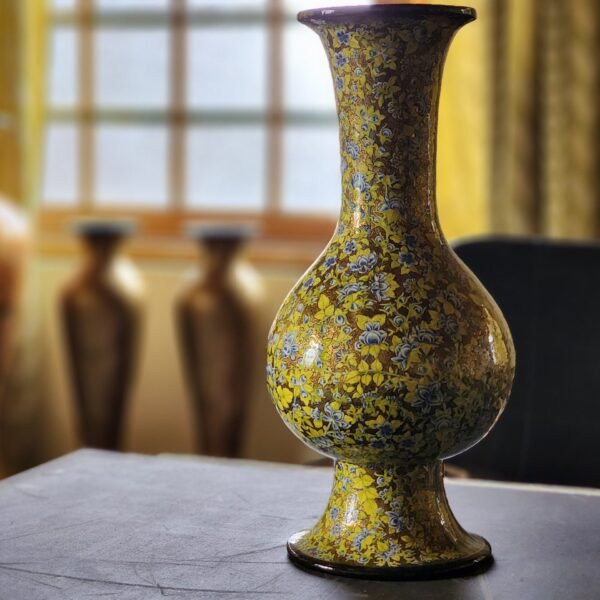Gold vase fall room decor gift for bride wedding hand painted with real gold colors in Kashmir-