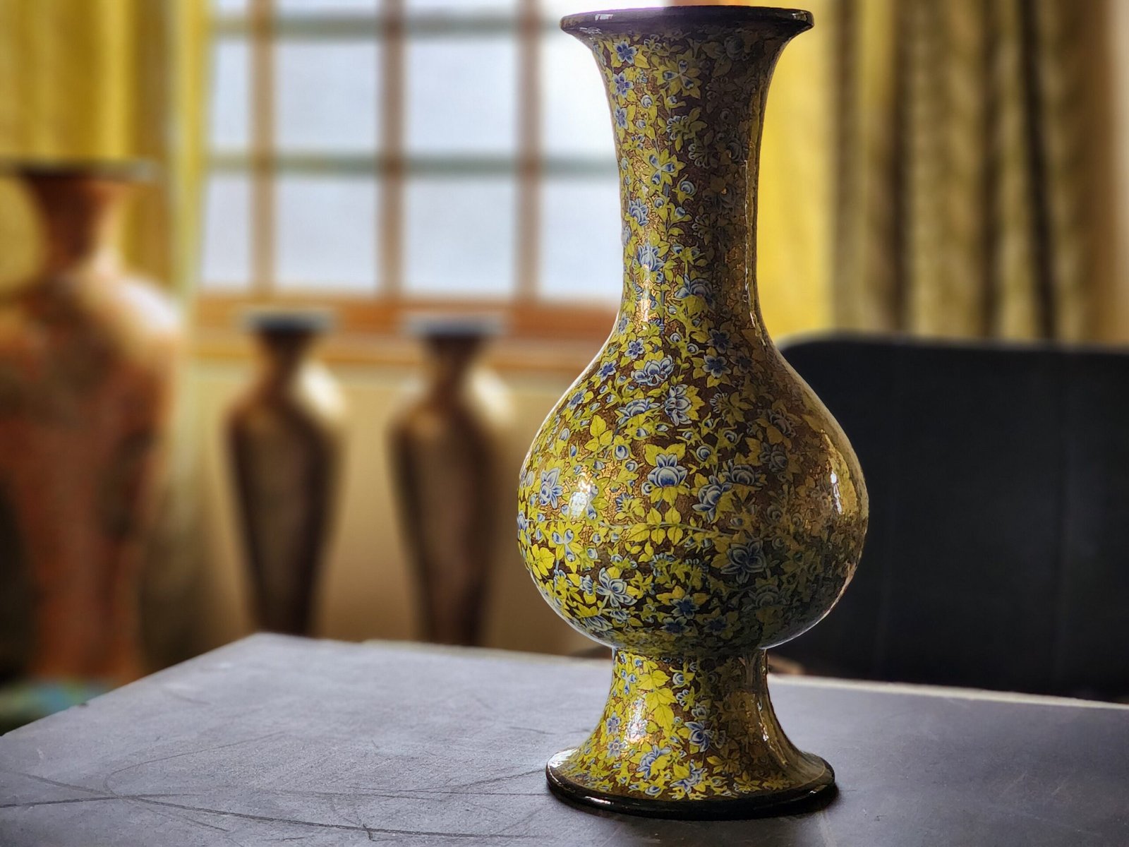 Gold
vase fall room decor gift for bride wedding hand painted with real gold
colors in Kashmir-