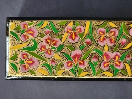 Handmade
bracelet jewelry box with floral painting paper mache