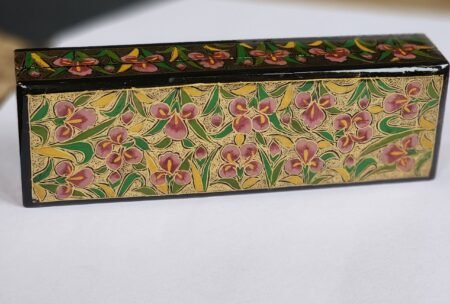 Handmade
bracelet jewelry box with floral painting paper mache