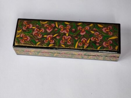 Handmade
bracelet jewelry box with floral painting paper mache