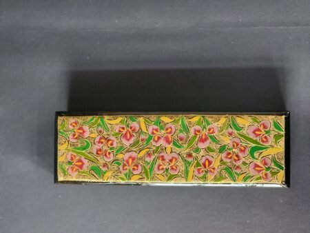 Handmade
bracelet jewelry box with floral painting paper mache