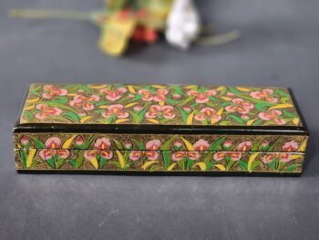 Handmade bracelet jewelry box with floral painting paper mache