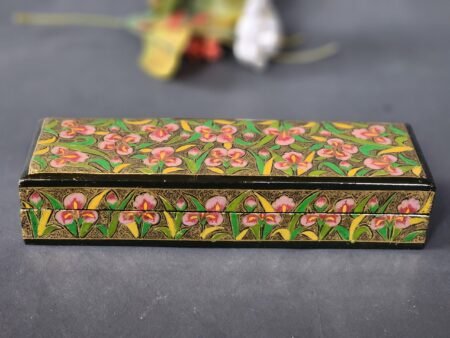 Handmade
bracelet jewelry box with floral painting paper mache